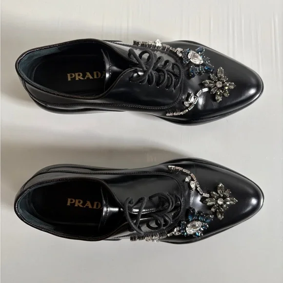 Prada crystal embellished runway loafers - Picture 2 of 10